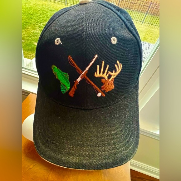 Vintage 1980s Hunting Fishing Emblem Trucker SnapBack Hat Cap - Picture 1 of 6
